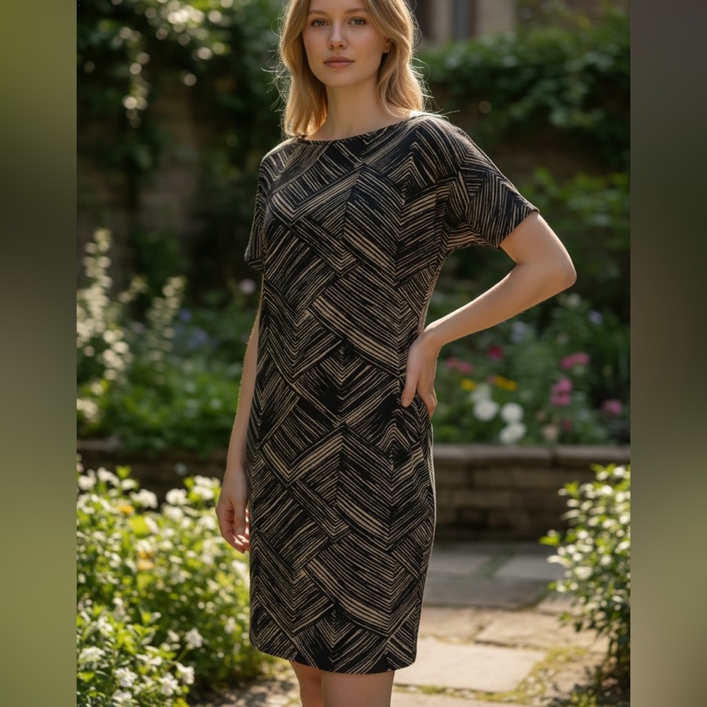 Banana Republic | Black/Tan Dress With Studded Accent - NWT